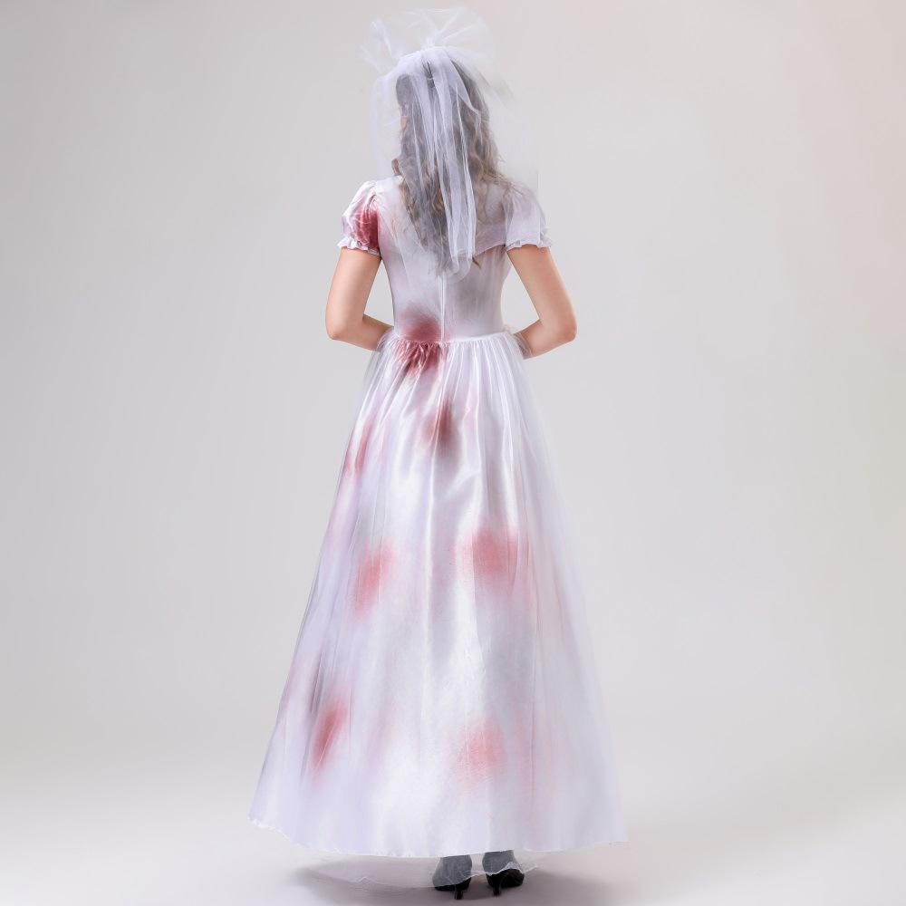 New Adult Female Halloween Ghost Bride Dress Masquerade Ball Stage Performance Dress