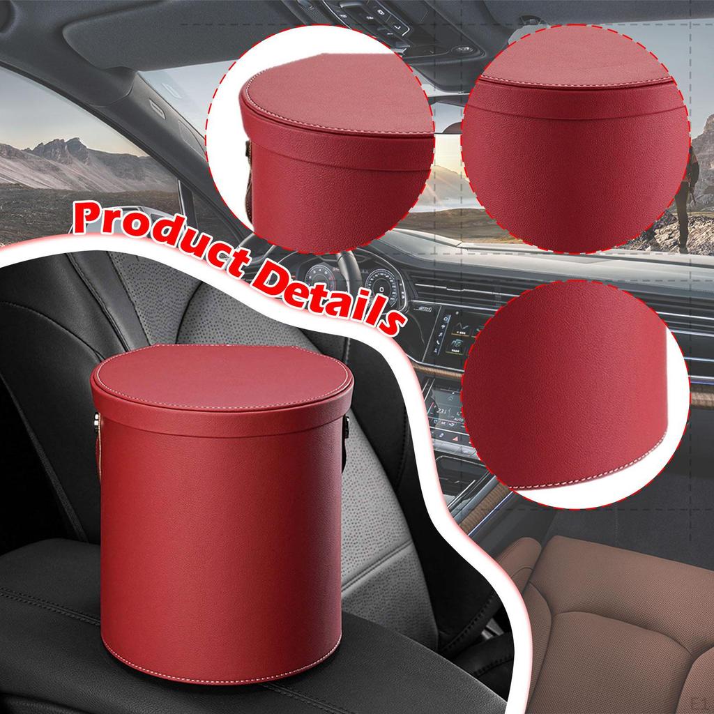Car Trash Can Garbage 1.5 L Trendy Portable Wastebasket Organizer Container Bucket for Vehicle
