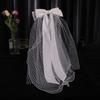 Ribbon Bowknot Long Tulle Marriage Bridal Veil with Fix Hair Clip for Marriage Wedding Celebration Party Accessories
