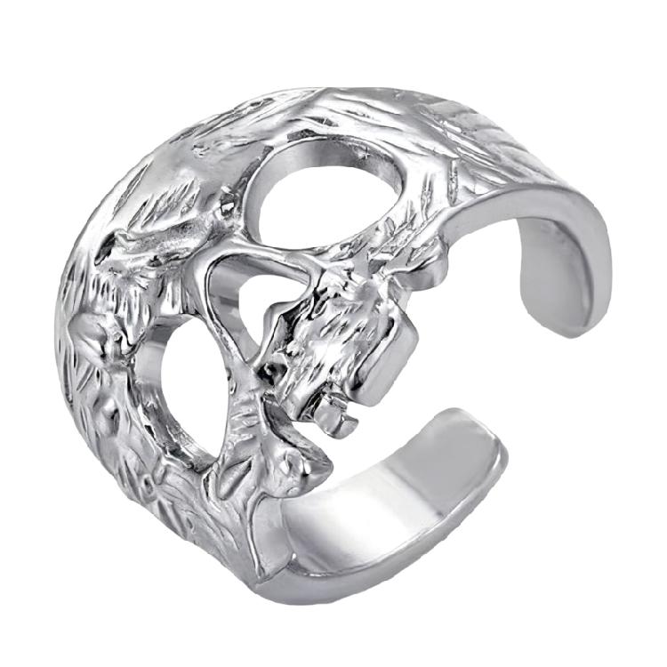 Mysterious Skeleton Mask Statement Ring Vintage Gothic Jewelry With Customizable Fit For Costume Enthusiasts