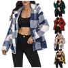 Mode décontracté dames en peluche poche couture couleur correspondant veste Cardigan à carreaux