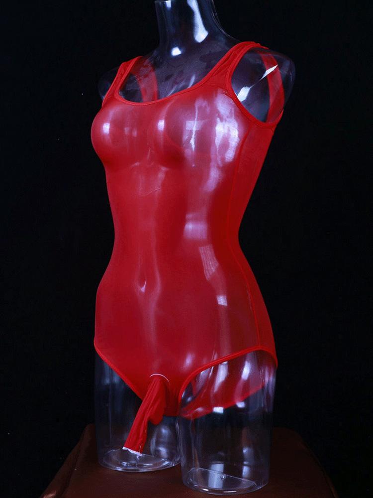 Sexy Men 8D 912 Pin Oil Gloosy Shiny U Convex Pouch Bodysuit Cockring Open Sheath Sleeve Sexy Tight Bandage Bodyhouse