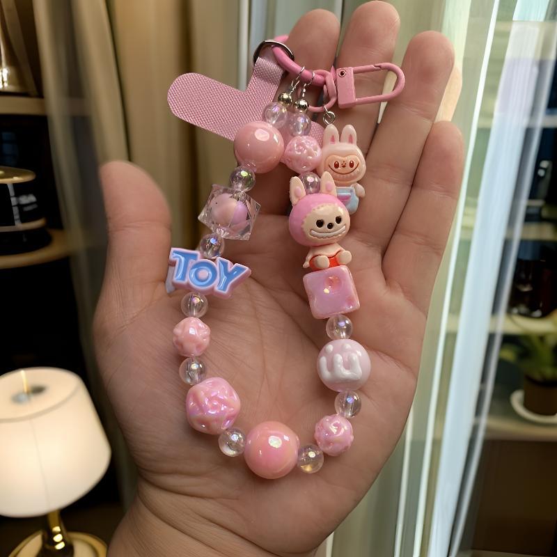 Beaded Hand-painted Mobile Phone Chain Keychain Creative Doll Rabub Accessories Bag Pendant