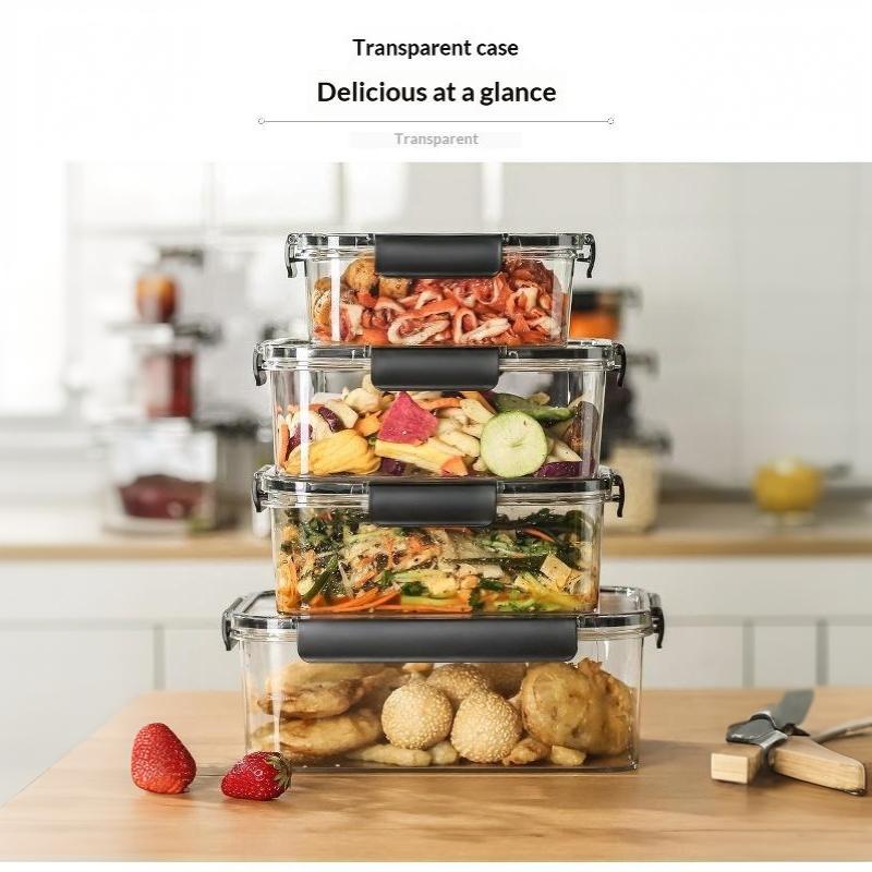 Clear Pet Crisper Box Leak-Proof Food Storage Container With Snap Locks & Silicone Seal For Fridge, Fruit, Bento & Meal Prep