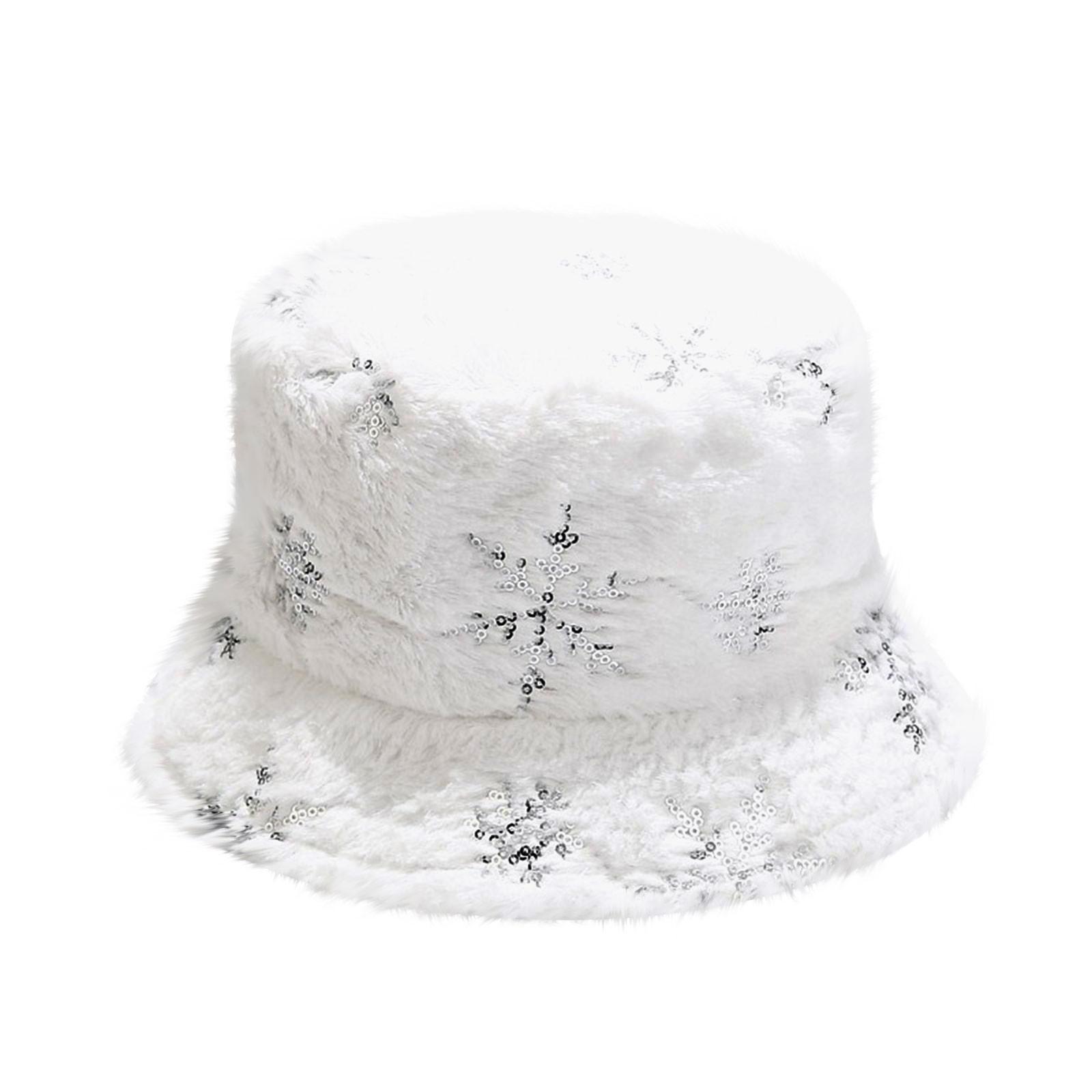 

Осенне-зимняя теплая шапка с рождественским рисунком снежинки, рыбацкая шляпа, пара, уличная модная шляпа от солнца One Size серебряный