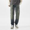 American vibe jeans men's loose denim men's pants high street nostalgic retro elastic denim trousers dirty pants