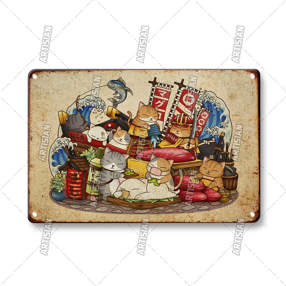 Japanese Comics Metal Poster Food Metal Tin Sign Wall Plate Kitchen Man Cave Cafe Metal Plaque Rusty Industrial Decor