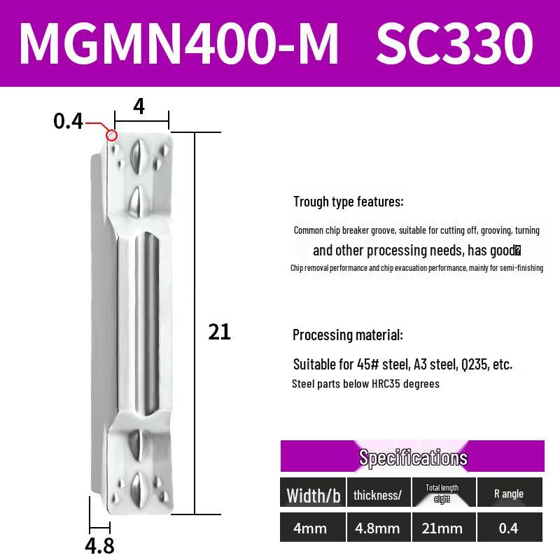 CNC Grooving Blade MGMN300/400-M for Stainless Steel, Ceramic, Aluminum Lathe Parting Tool Inserts