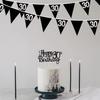 26FT Black Silver 30th Birthday Party Decorations Fabric Pennant Banner Garland Streamers for Women Mens Dirty Thirty 30 and Fabulous Birthday Cheers