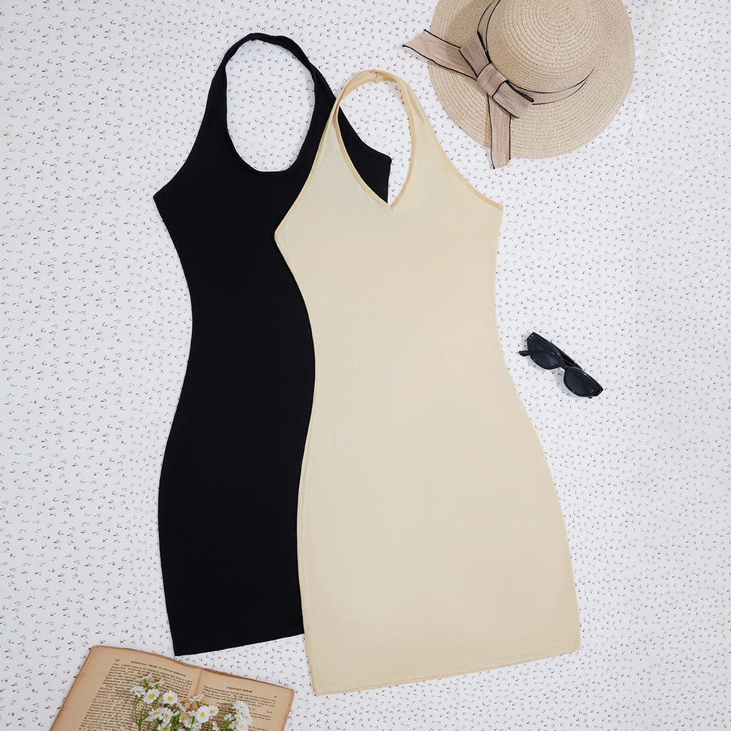 Solid Color Body Sculpting Dress Onesie Casual Dress Suspender Women's Waist, Belly and Hip Sculpting Dress