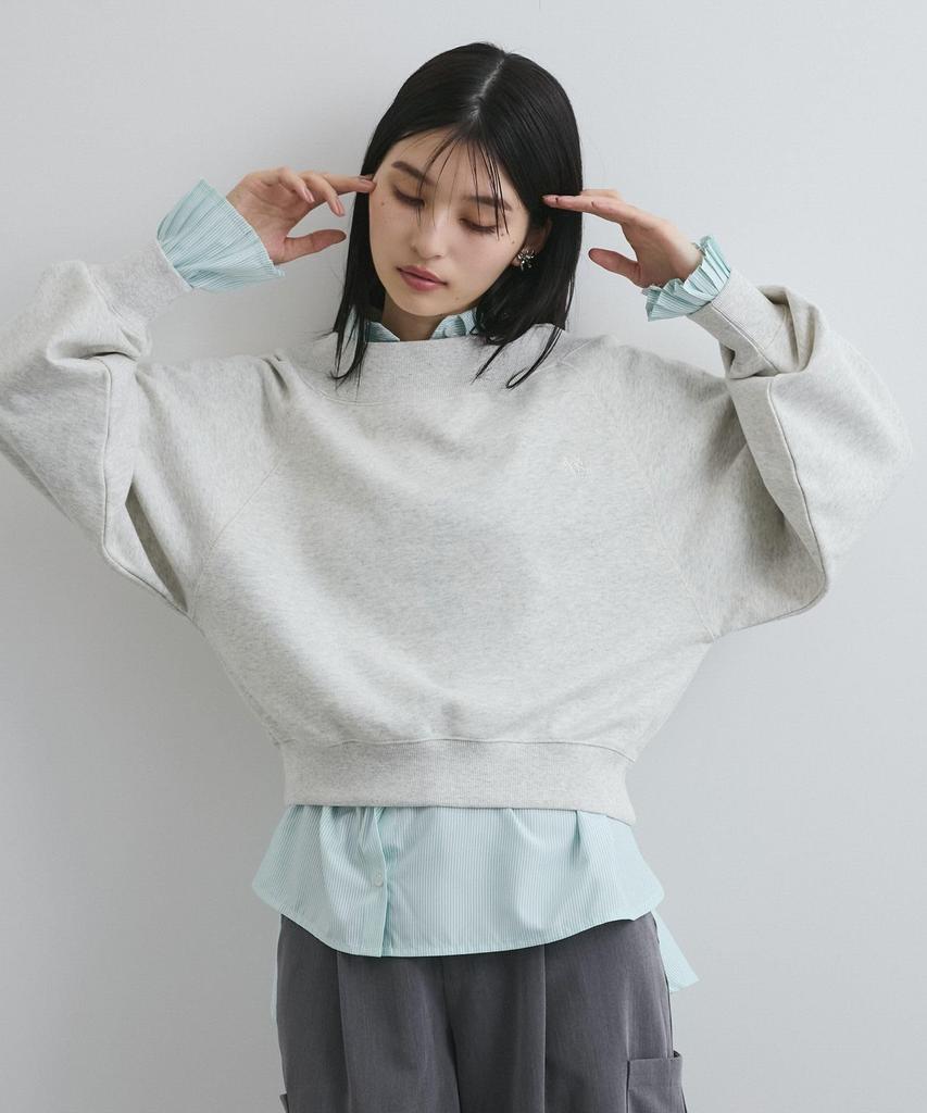 Shoulder Chest Embroidered Sweatshirt Natural Color F [BIS] 2-Way One-Off Pullover, Women's, BVM15140, (16),