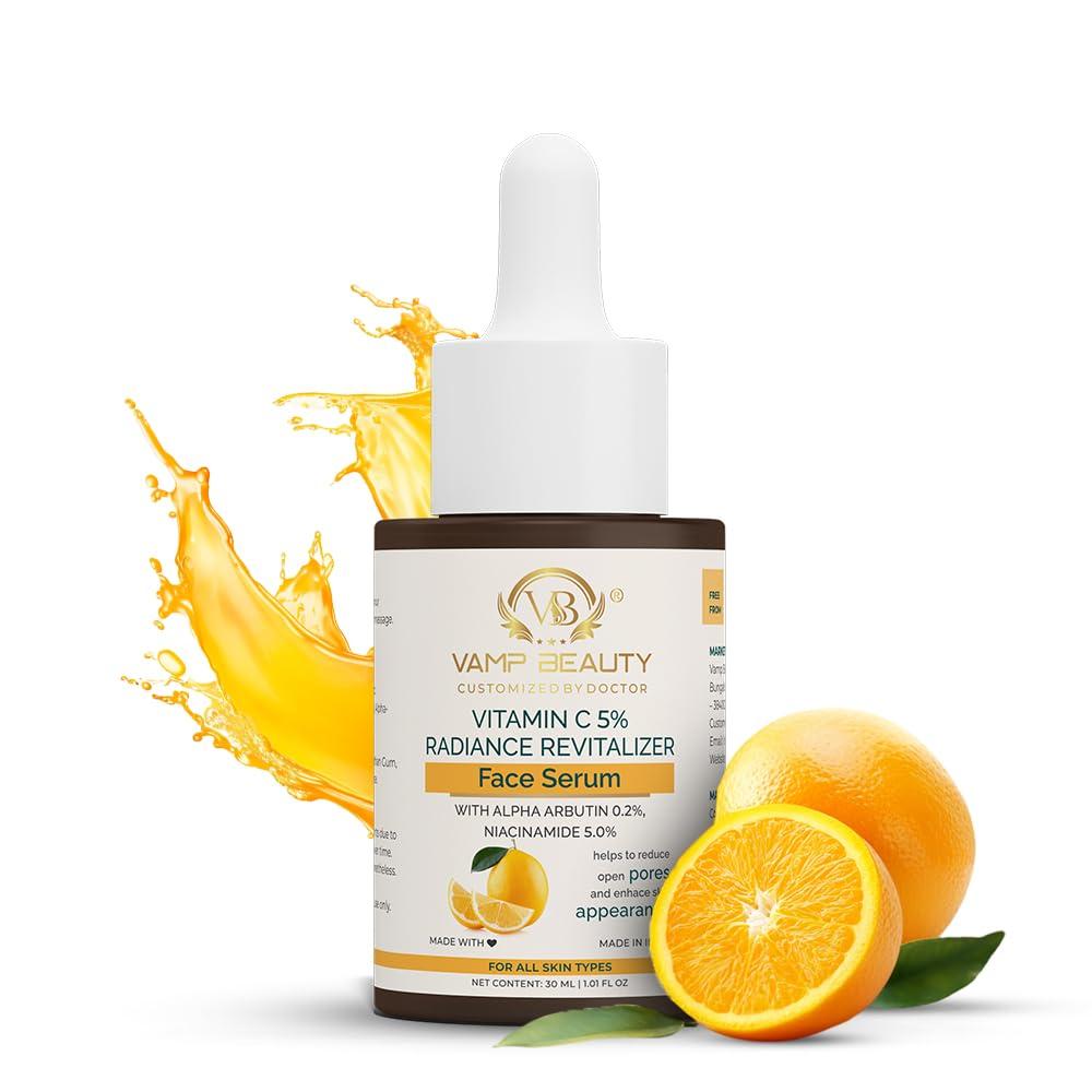 5% Vitamin C + Niacinamide & 0.2% Alphaarbutin | Dermatologist-tested Face Serum for Bright Skin | Fades Dark Spots & Uneven Skin Tone | Perfect Fo