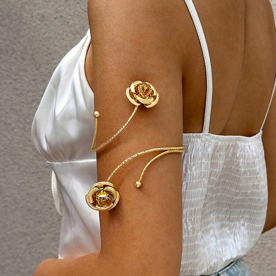 Arm Bracelet Punk Style Starfish Conch Flower Decor Opening Adjustable Arm Bangle Jewelry Accessories