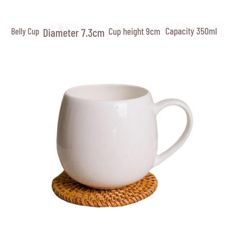 Shangqi Pure White Bone China Coffee Mug Set