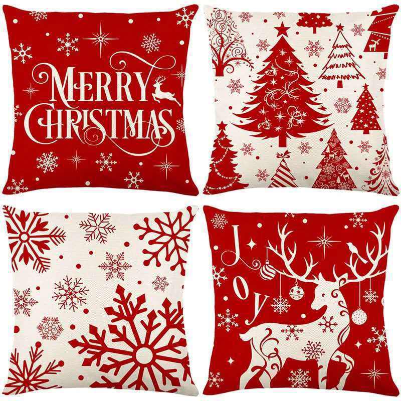Christmas Linen Pillowcase: Home Sofa Decor & Car Lumbar Support Cushion Cover