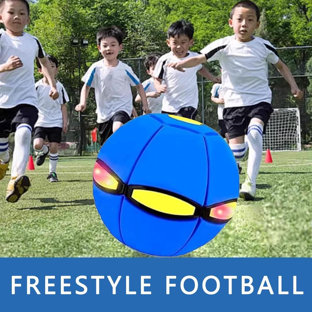 2-in-1 Magic Ball Toy - Transforming LED Bouncing Ball & Flying Saucer with 6 Colorful Lights - Glowing Boomerang Sphere for Outdoor Family Fun and