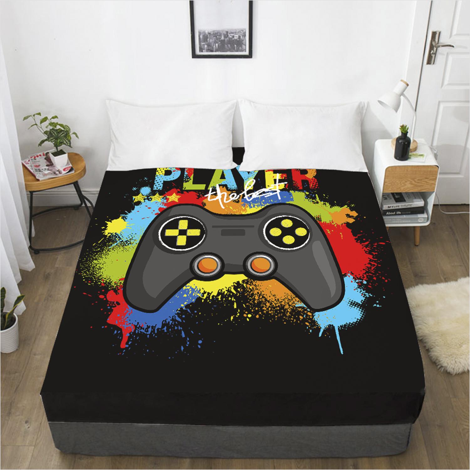 

Computer Game Controller Pattern Bed Sheet 3D Printing Mattress Cover Elastic Band Bed Sheet Bedding Single Piece 120x200 3pcs