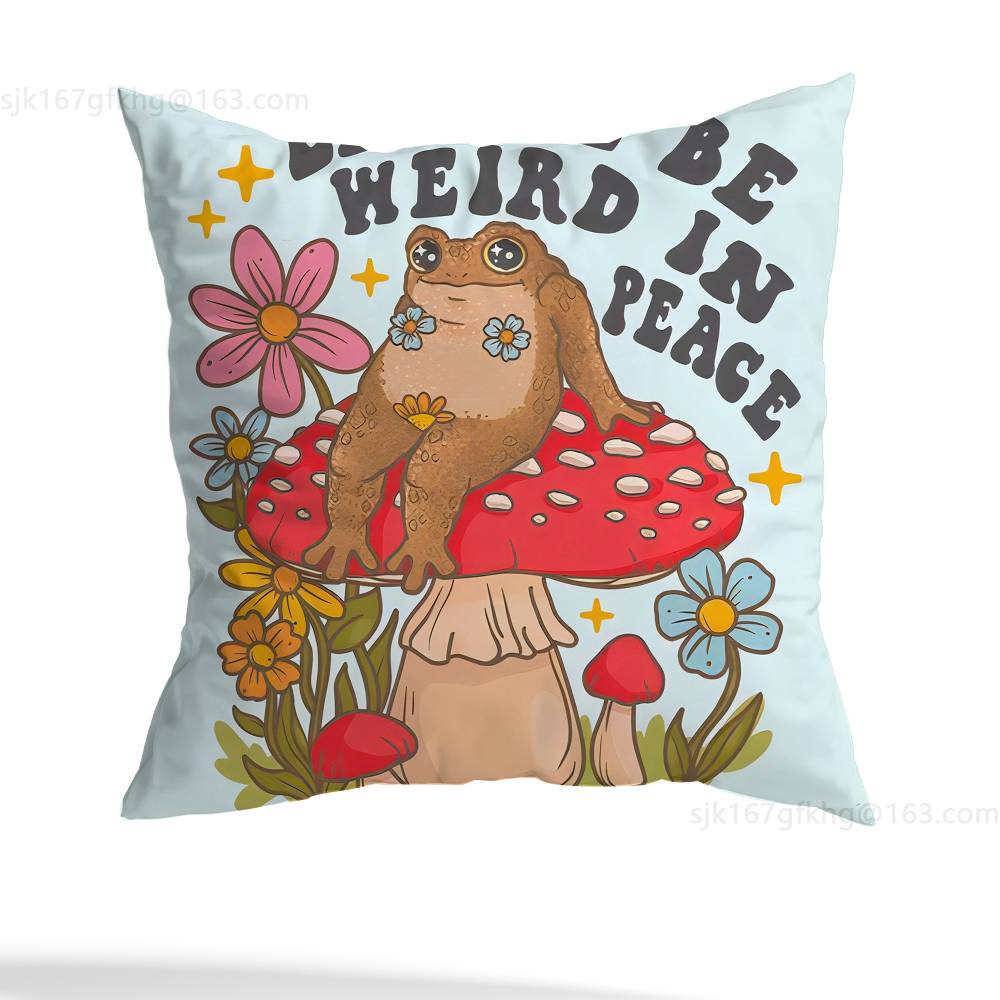 Cartoon Frog Pillow Cover Living Room Sofa Cushion Cover Bedroom Room Bed Pillow Cover Home Decoration