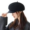 Versatile British Style Beret Autumn and Winter Hat for Women Thickened Windproof and Warm Painter Hat Korean Version Big Head Newspaper Boy Hat