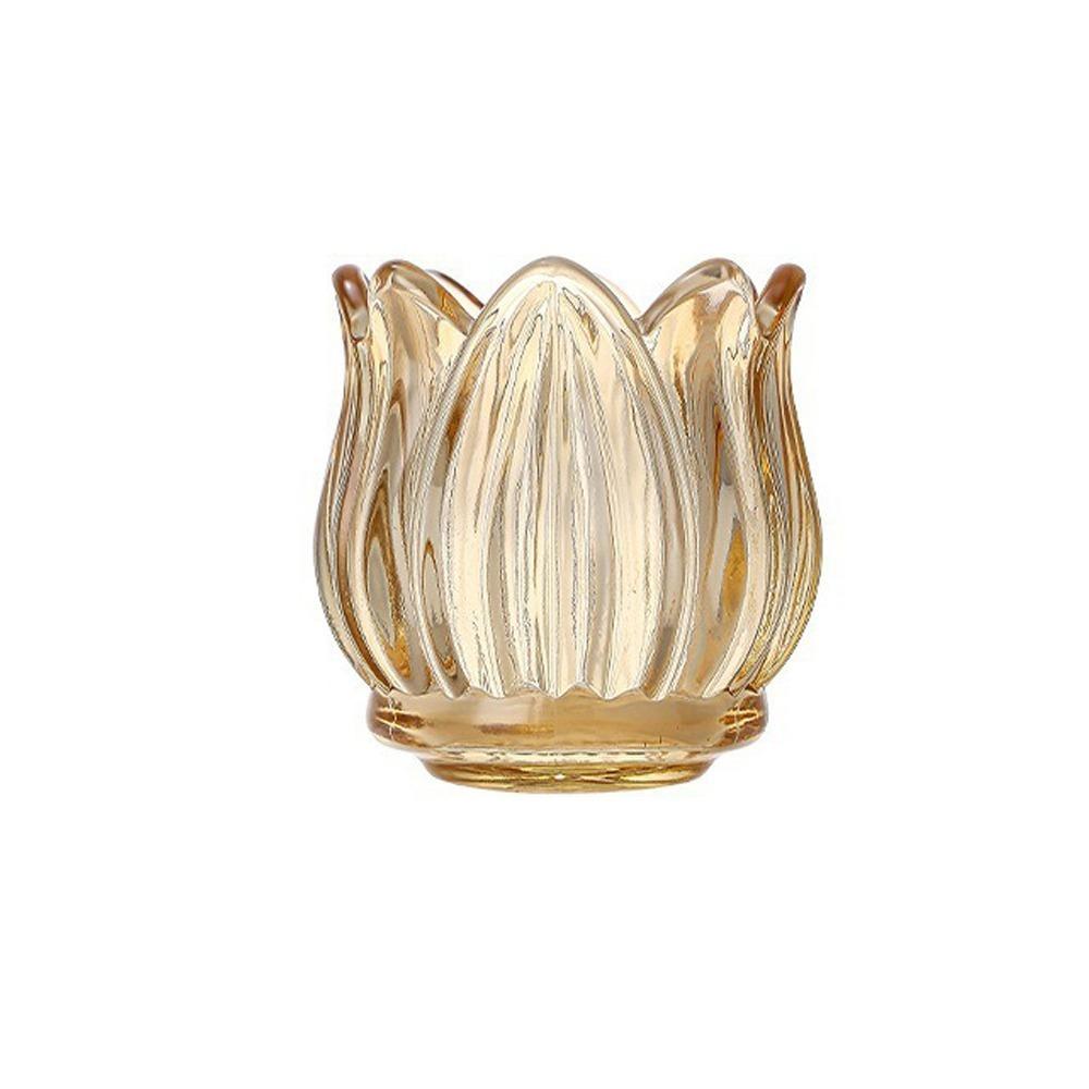 2PCS Elegant Vintage Tulip Shaped Candle Holder Mini Romantic Candle Cup Clear Ornament Glass Candle Holder Living Room
