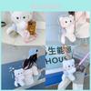 Cute Scarf White Cat Plush Doll Cartoon Shoulder Bag With Detachable Strap For Daily Use