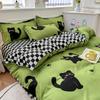 Cartoon Black Cat Duvet Cover SetKitten Bedding Set 4Pcs Quilt Cover 1 Flat Sheet And 2 Pillow ShamsPolyester Comforter Cover