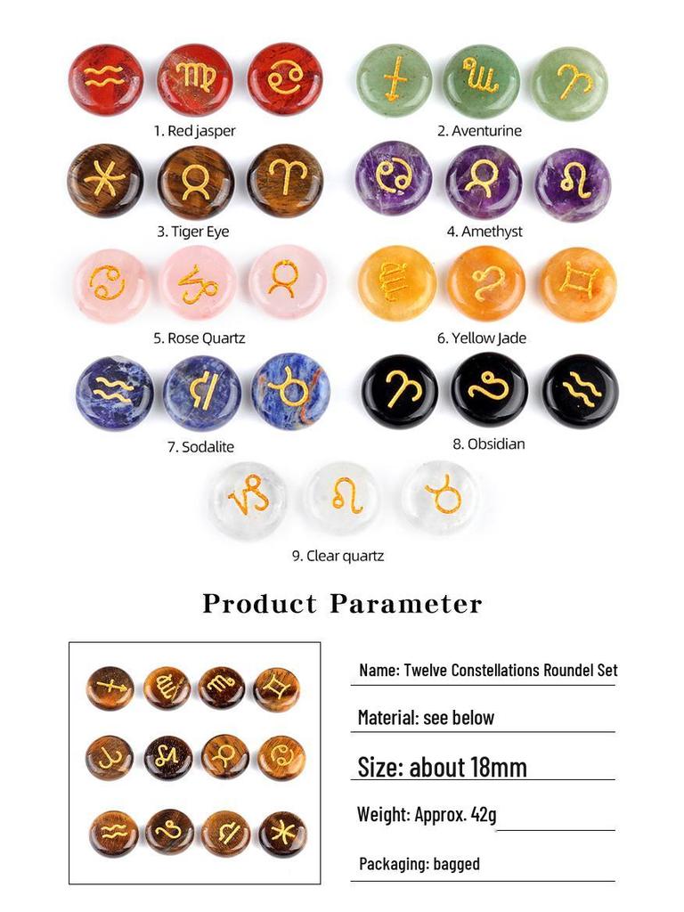 1987 Crystal Stone Zodiac Pocket Runes - Christmas Gift