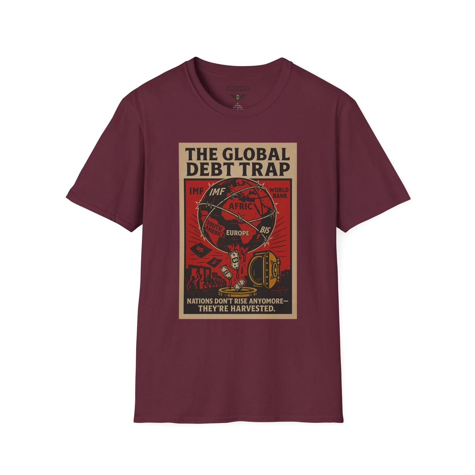 Global Debt Trap Shirt, IMF World Bank Critique Tee, Anti-Bank Tyranny Graphic M