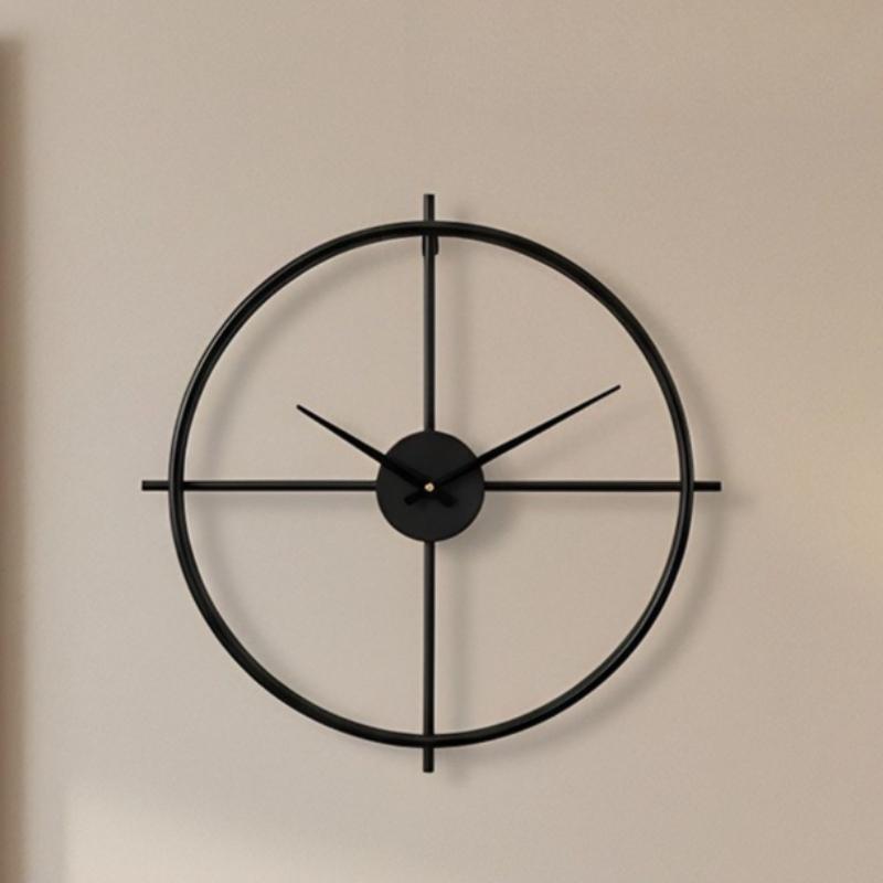 

Simple Art Wall Clock Living Room Fashion Round Wall Watch Creative Metal Silent Hanging Clock Home Decoration Accessories 40CM чёрный