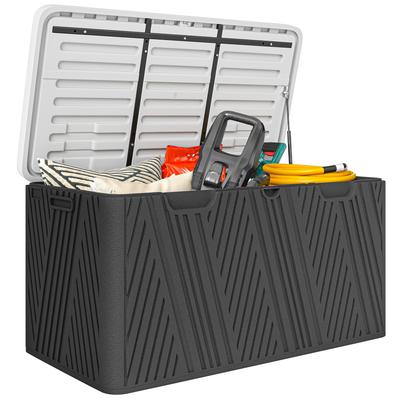 380L Waterproof Outdoor Storage Box, with Lockable Lid - Black