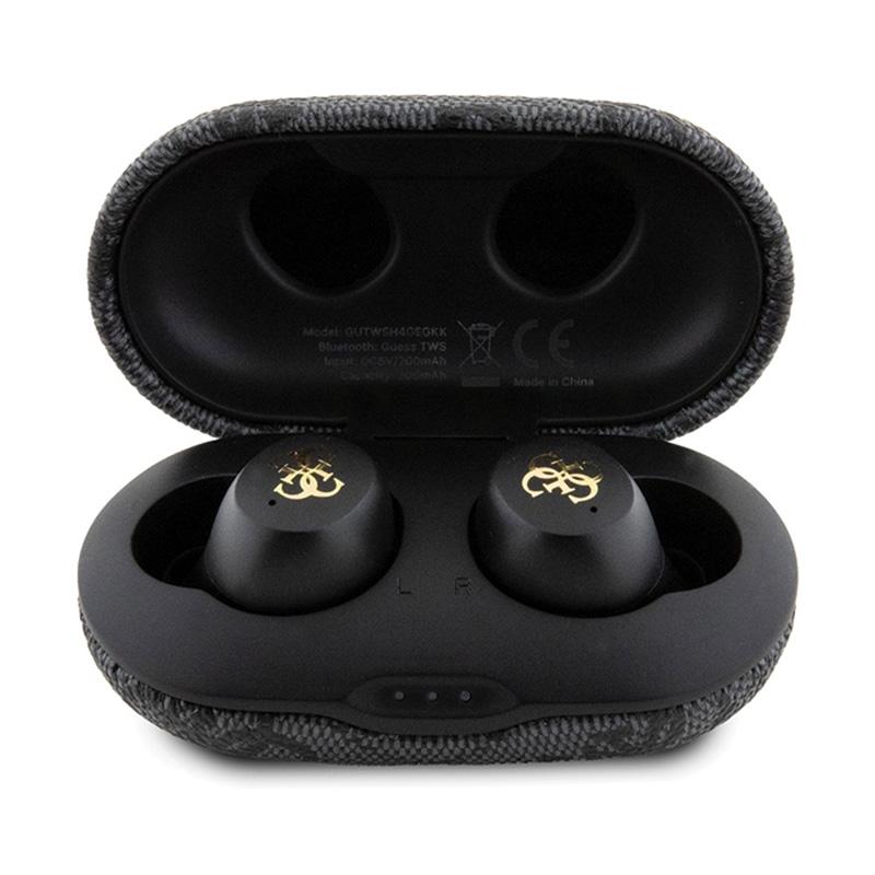 Guess 4G Metall Logo - Bluetooth TWS Kopfhörer ENC + Ladecase (Schwarz)