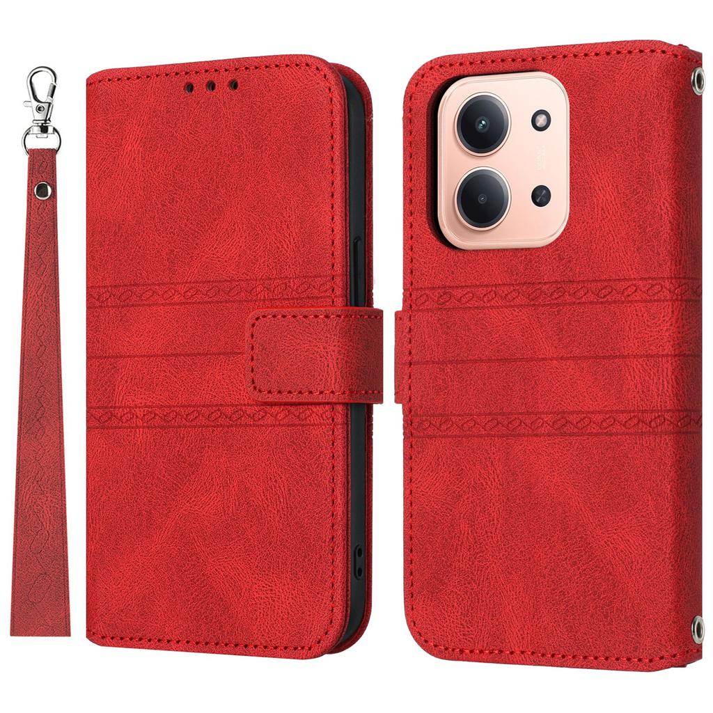 For Xiaomi Redmi 15C 4G (EU) (173mm)/15C 5G (EU) (173mm)/Poco C85 4G (173mm) Case Wallet Leather Imprinted Phone Cover with Wrist Strap