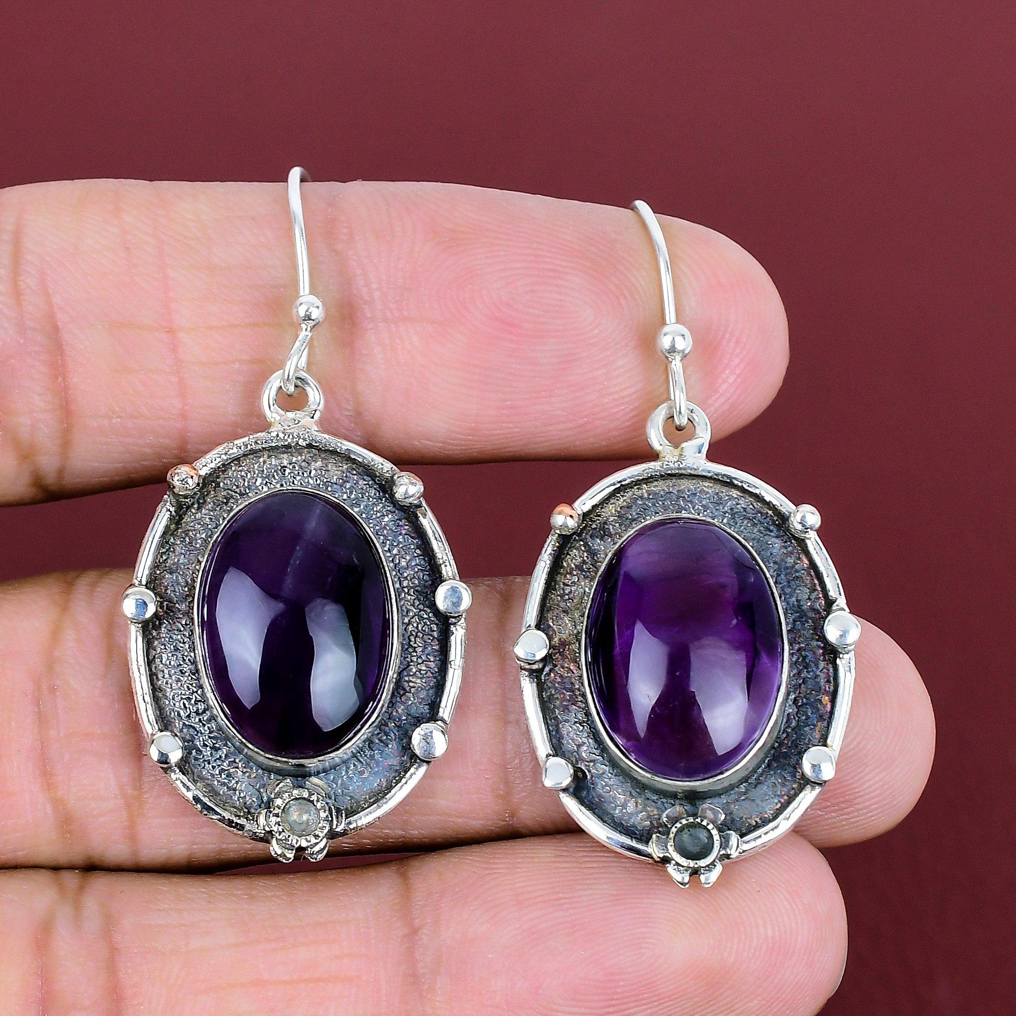 Star amethyst earring handmade real gemstone earrings 925 sterling silver earring antique jewelry very pretty drop earrings gifts for friend