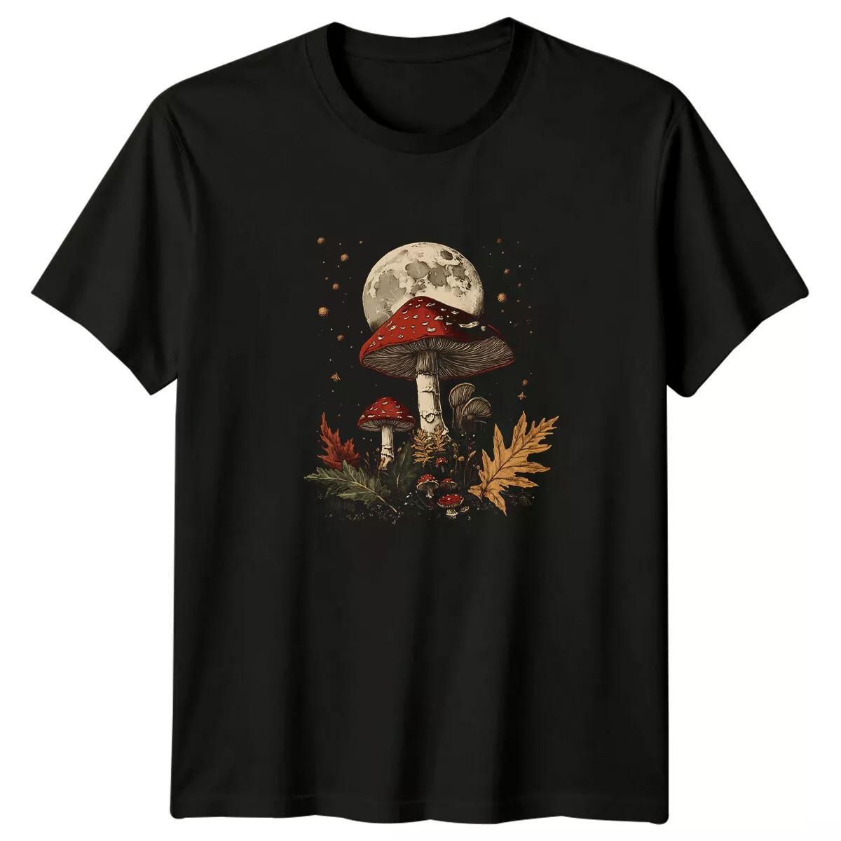Mushroom Moon Nature T-Shirt, Magic Fungi Shirt, Witchy Tee S