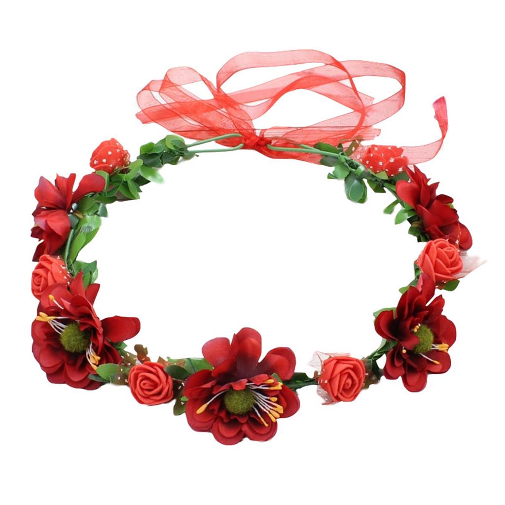 WM-07 Bohemian Floral Wreath Headband for Women Girls with Natural Style