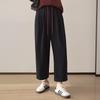 Women's Elastic High-Waist Loose Fit Drawstring Cropped Casual Pants
