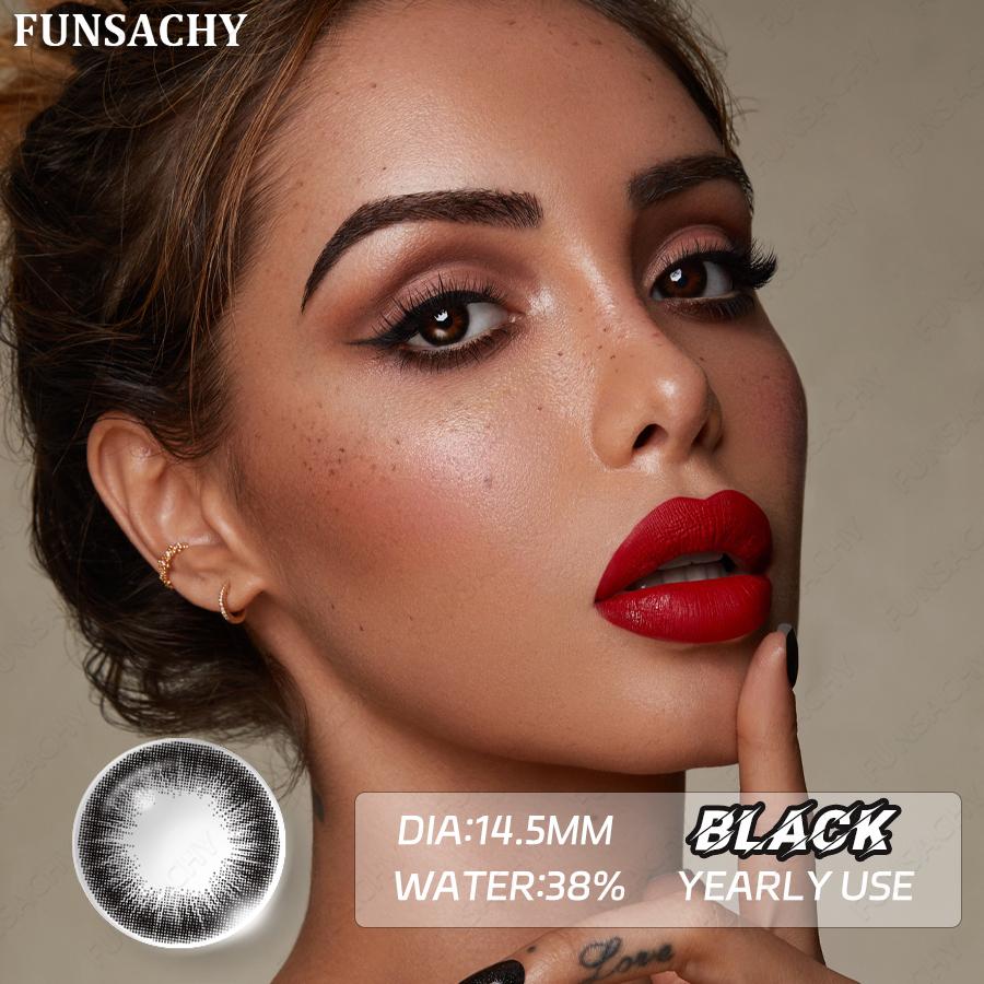 FUNSACHY 1 Pair Coloron Contacts Lens Yearly Use Natural Black Korean Brown Eyes Contact Pupils Cosmetics Fashion Softlen Yearly