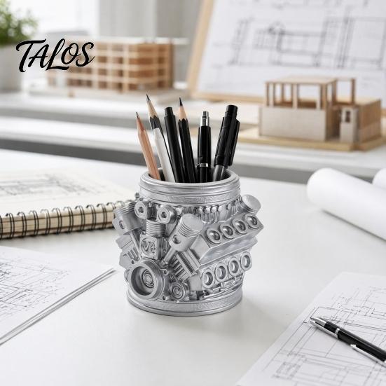 Model Talos Engine Držák na pera a tužky, Kreativní organizér na stůl pro domácí kancelář, Úložný prostor na psací potřeby na stůl, Dárek pro automobilové nadšence, Mechaniky a inženýry
