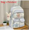 Fresh Color Block Backpack With Nylon For School Girls