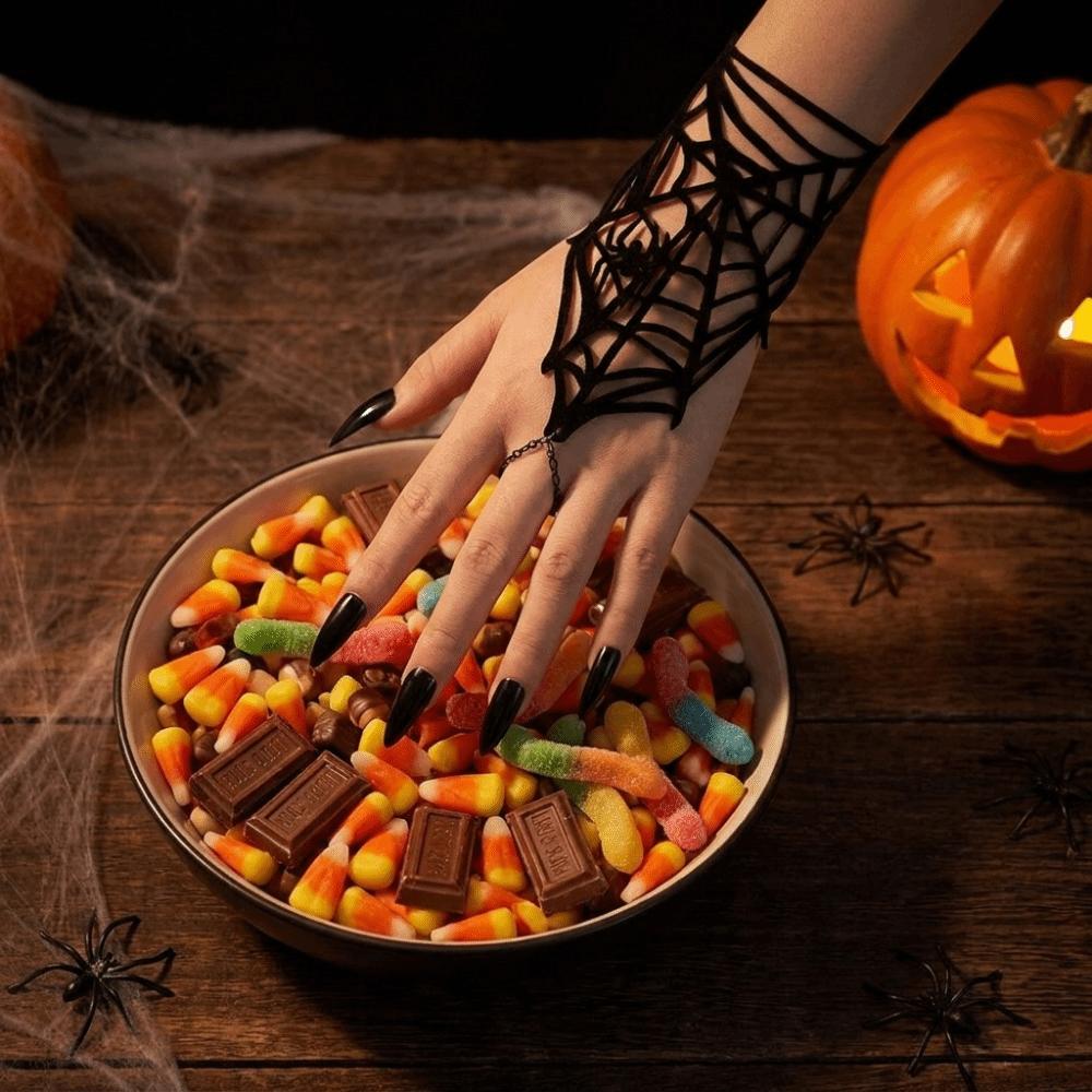 Double-sided Spider Web Bracelet Velvet Adjustable Hand Chain Gothic Bracelet Music Festival