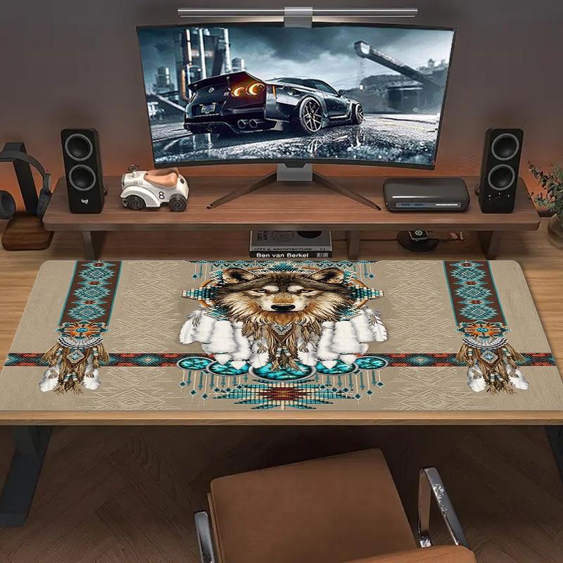 Indian Wolf Color Mouse Pad Large Gaming Table Cushion Non-slip Laptop Tablet Big Mousepad XXL Mat Mini PC Playmat With Lock Edge