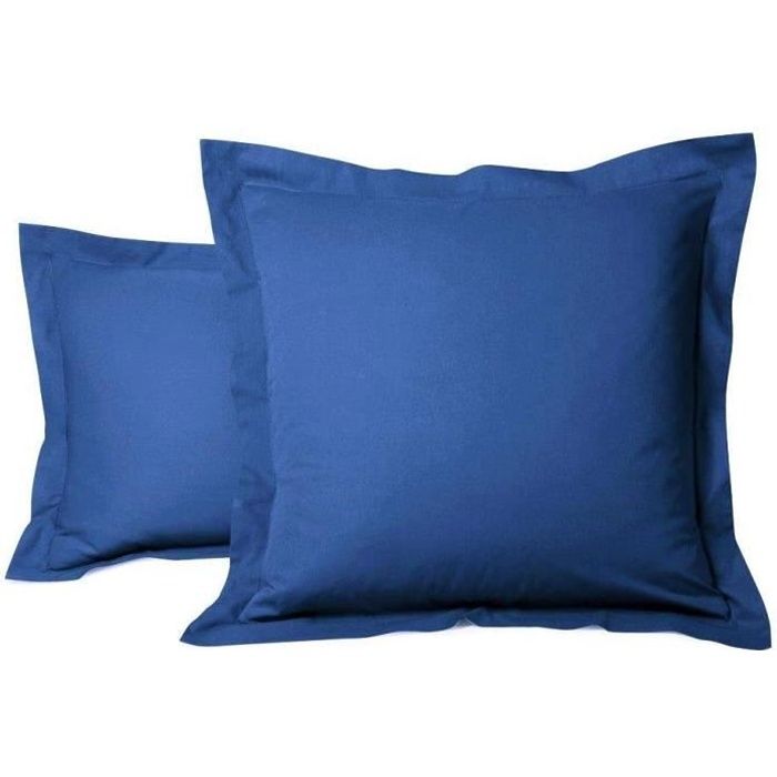 Pillowcases - NAVY - 65x65 Cm - 100% Cotton - Set of 2 - Plain