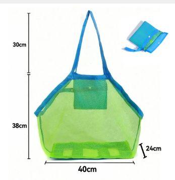 

Large Mesh Beach Bag, Sand-Away Portable Tote with Hanging Loop, Breathable Foldable Storage for Toys Towels, Quick-Dry
