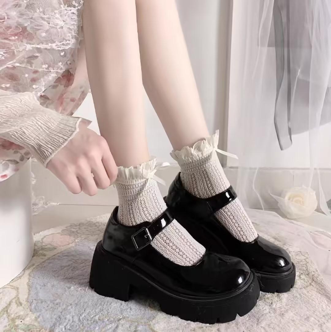 

Cute Lace Mesh Knee High Socks Retro Ballet Style Long Sock Ruffle Sweet Matching Calf Socks Jk Fishnet Stockings For Women Girl One Size