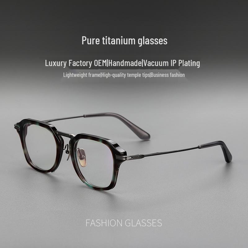 

Японские оправы для мужских очков из чистого титана и ретро ацетата, большие квадратные - DTX413