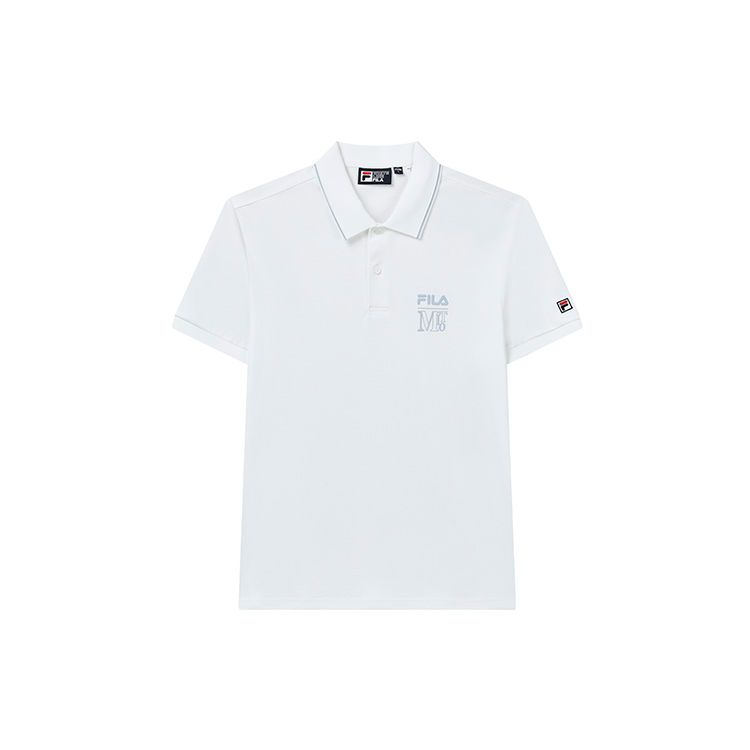 Fila Letter Logo Knitted Short Sleeve Polo Shirt Men Polo Shirts Standard-White F11M238105F-WT