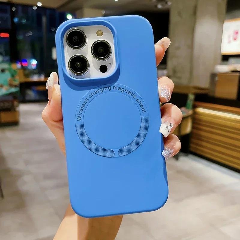 Liquid Silicone Phone Case For Apple iPhone 17 16 15 14 13 12 Pro Max Plus Air Magsafe Magnetic Wireless Charger funda