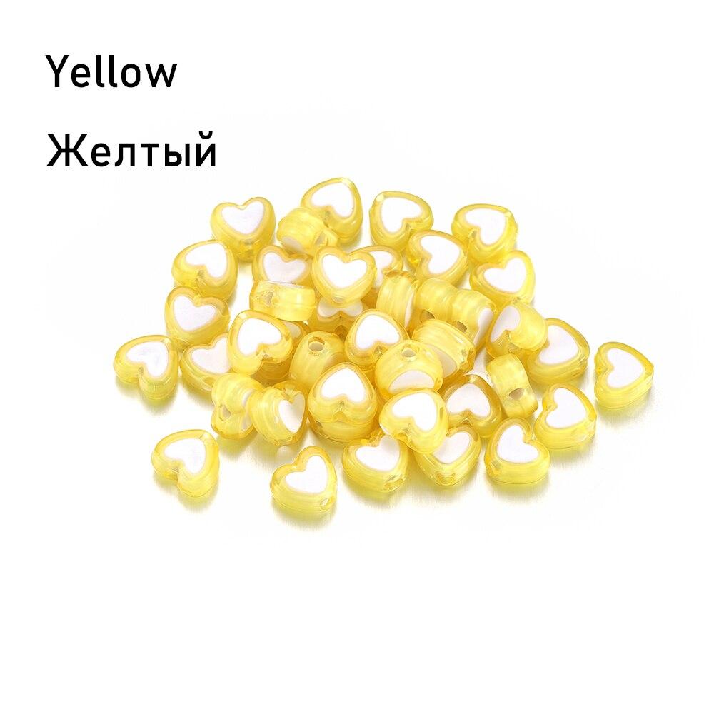 

50 шт. модные ювелирные изделия, акриловые бусины в форме сердца, свободные плоские круглые бусины-разделители для изготовления ювелирных изделий, аксессуары для браслетов «сделай сам»