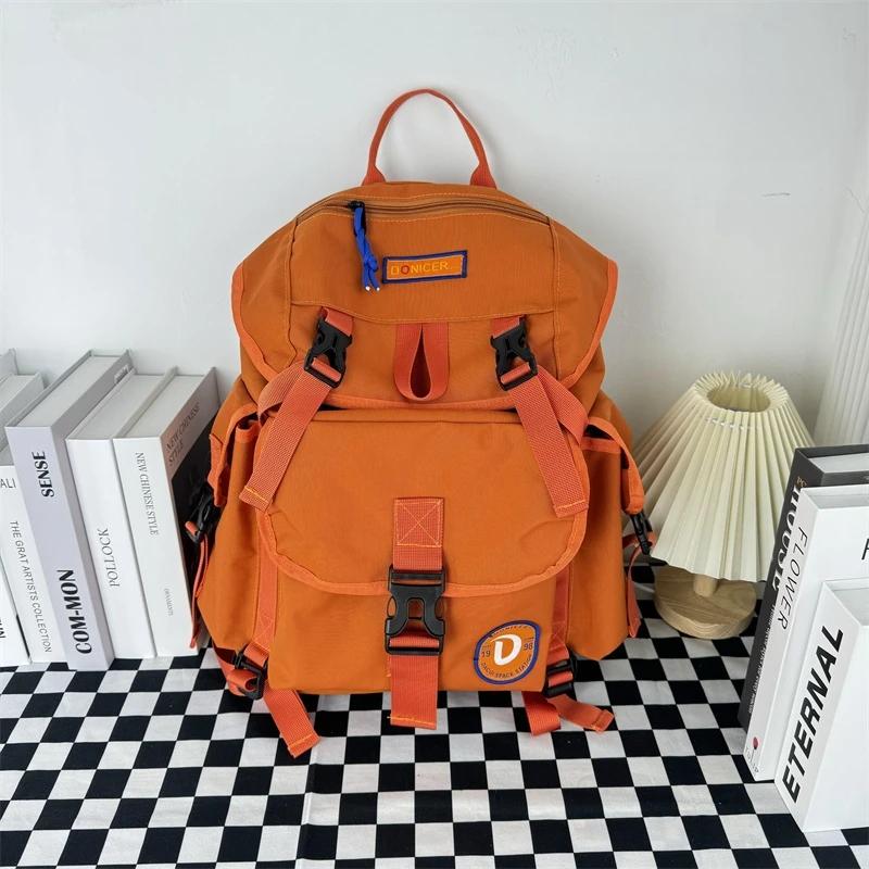 High-quality Orange Glow Nylon Rope Waterproof Large Capacity Casual Outdoor Bags for Unisex New