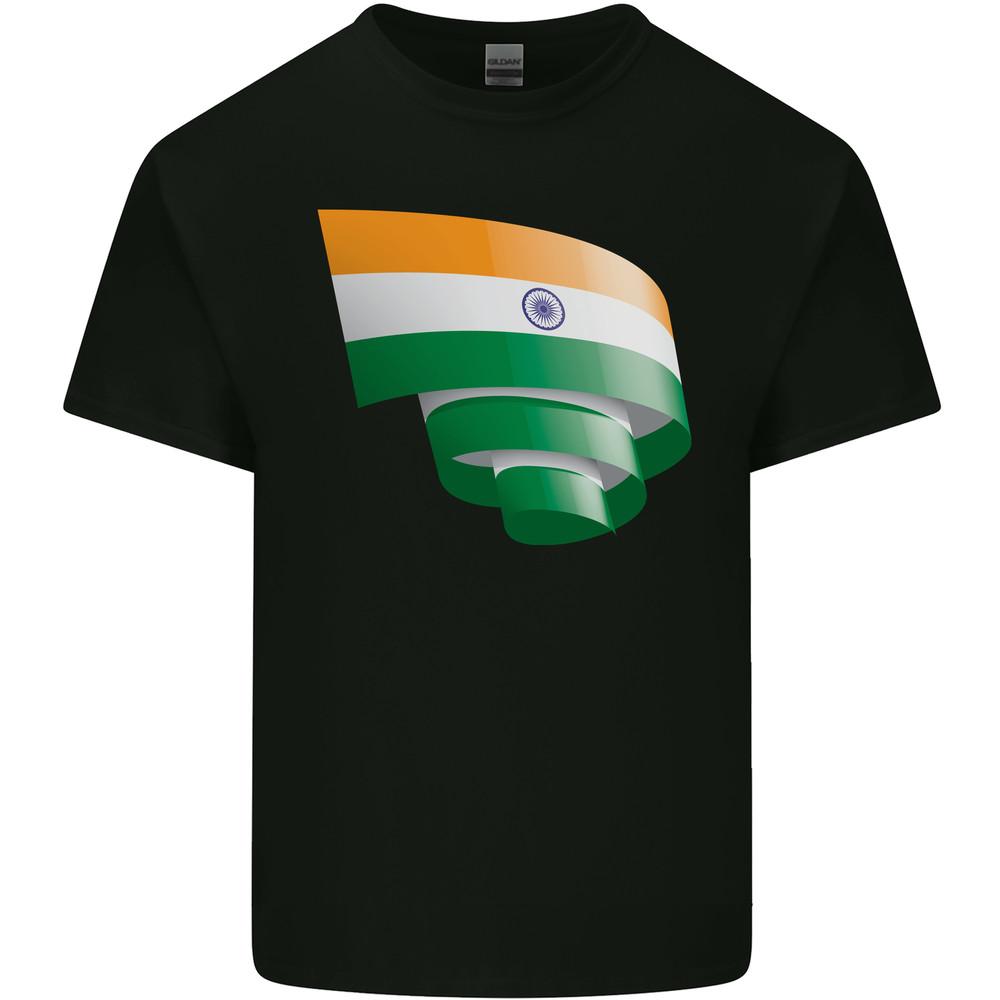 Curled India Flag Indian Day Football Mens Light Cotton T-Shirt Unisex T-Shirt L
